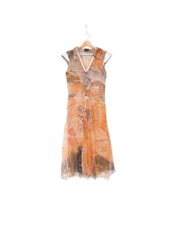 knee length dresses for ladies Brown Renaissance Art Print Midi Dress main image 1