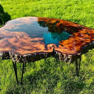 CUSTOM MADE XXL Designer Wohnzimmertisch Epoxidharz Resin Baumkante Natur Living Edge Couchtisch image 5