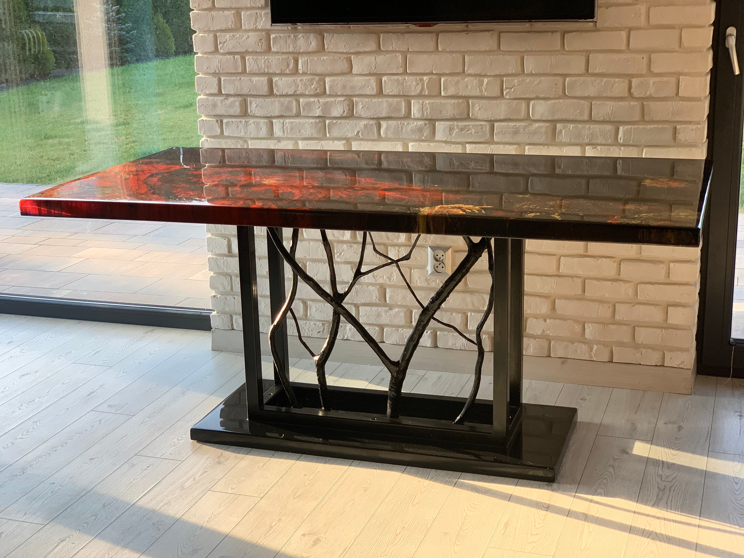 Custom Made unique dining table with hand-painted epoxy resin | Etsy