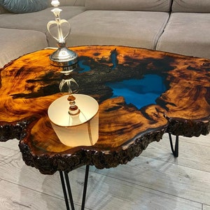 CUSTOM MADE XXL Designer Wohnzimmertisch Epoxidharz Resin Baumkante Natur Living Edge Couchtisch image 3