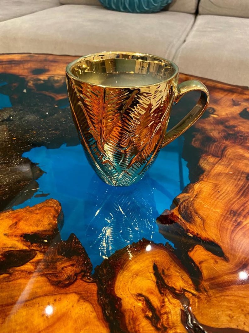 CUSTOM MADE XXL Designer Wohnzimmertisch Epoxidharz Resin Baumkante Natur Living Edge Couchtisch image 7