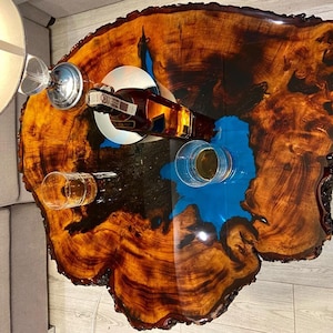 CUSTOM MADE XXL Designer Wohnzimmertisch Epoxidharz Resin Baumkante Natur Living Edge Couchtisch image 4
