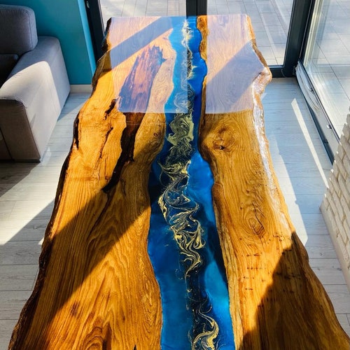 TABLE ÉPOXY en chêne sculptée à la main sur mesure, Auteur "Lethe" XXL