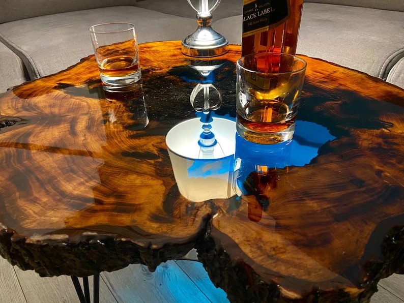 CUSTOM MADE XXL Designer Wohnzimmertisch Epoxidharz Resin Baumkante Natur Living Edge Couchtisch image 9