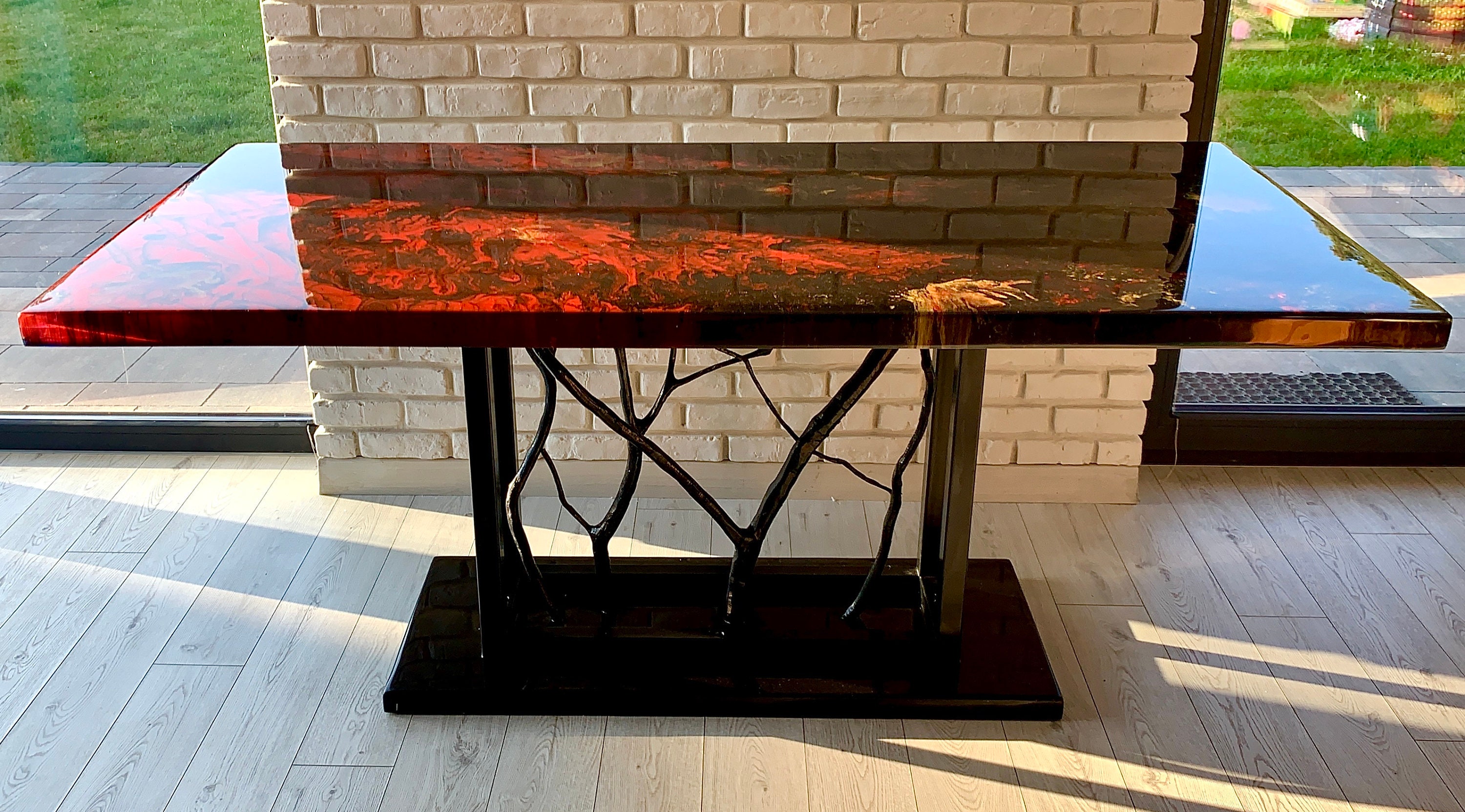 Custom Made Unique Dining Table With Handpainted Epoxy Resin Etsy UK