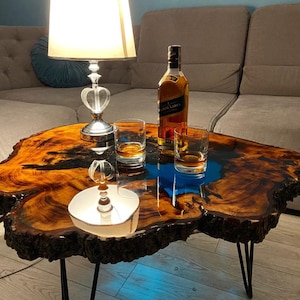 CUSTOM MADE XXL Designer Wohnzimmertisch Epoxidharz Resin Baumkante Natur Living Edge Couchtisch image 2