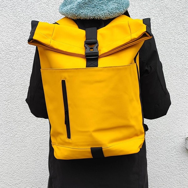 Toproll backpack made of rubber in yellow