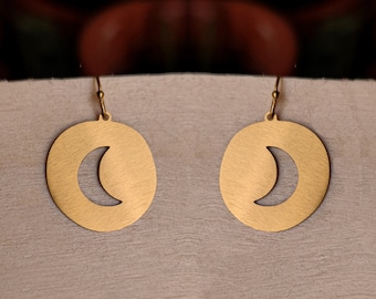 Moon drop earrings - minimalist jewelry, trendsetter earrings, statement earrings, simple earrings, gold jewelry, gift for girlfriend