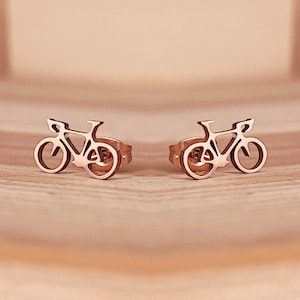 Pendientes de bicicleta joyería minimalista, pendientes simples, pendientes de bicicleta, joyería de bicicleta imagen 2