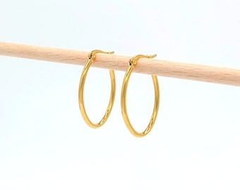 Oval hoop earrings 30mm -Minimalist Jewelry,Trendsetter Earrings,Statement Earrings, Simple Earrings,Gold Jewelry,Gift for girlfriend