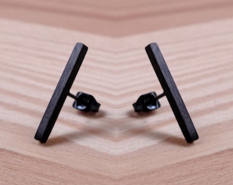 Pendientes de botón de barra, largos - joyería minimalista, pendientes simples, joyas de oro, pendientes de tendencia, pendientes de declaración, regalo