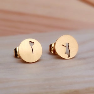 Pendientes infantiles joyas minimalistas, pendientes modernos, joyas de oro, pendientes que marcan tendencia, pendientes de declaración, regalo imagen 2