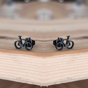 Pendientes de bicicleta joyería minimalista, pendientes simples, pendientes de bicicleta, joyería de bicicleta imagen 4