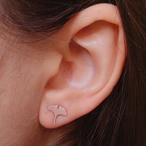 Ginkgo Stud Earrings Minimalist Jewelry, Trendsetter Earrings, Statement Earrings, Gift for Girlfriend image 4