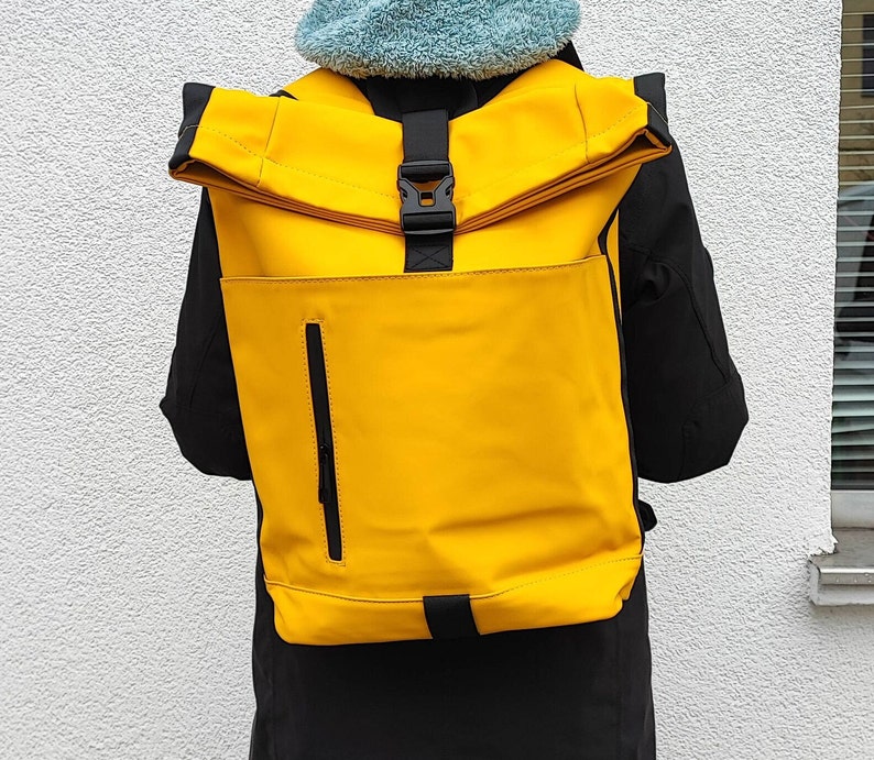Toproll backpack made of rubber in yellow image 1