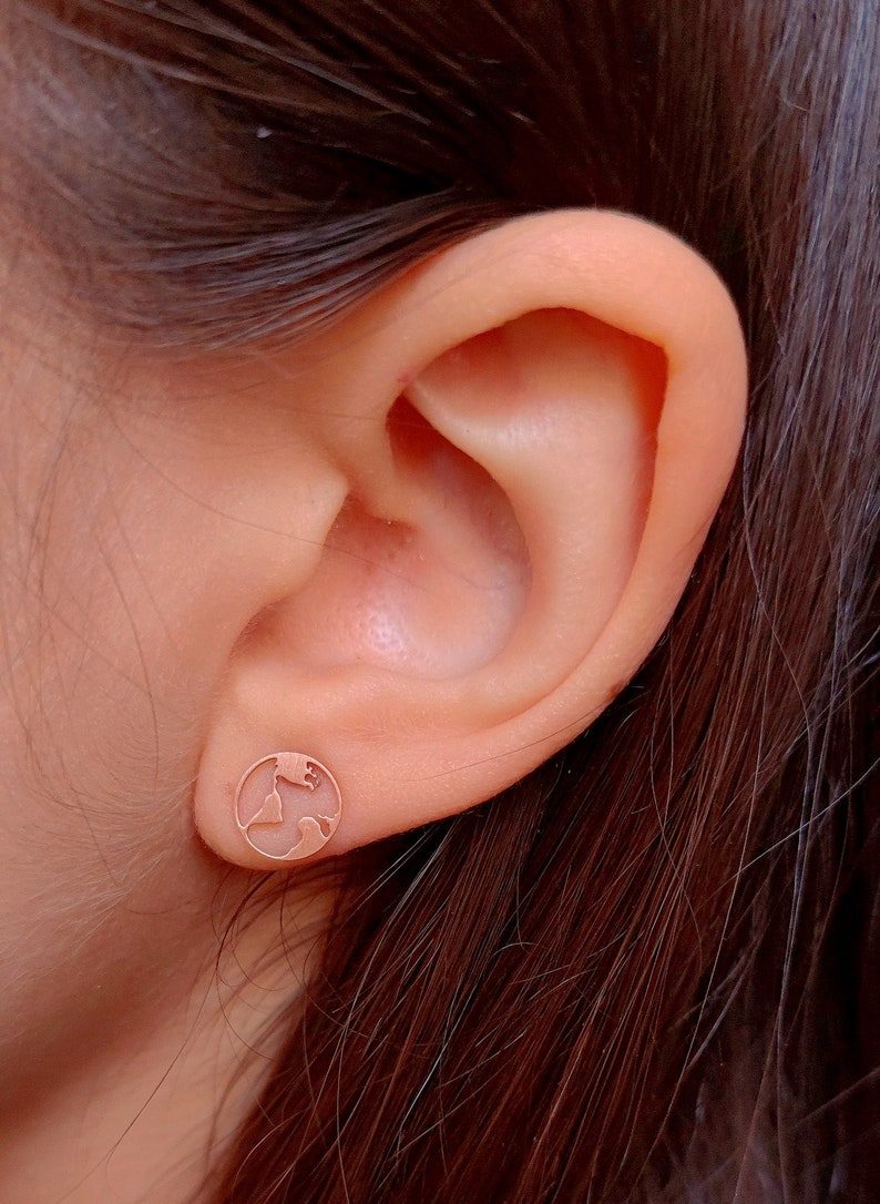 Welt Ohrstecker minimalistischer Schmuck, zauberhafte Ohrringe, schönes Geschenk, Statement Ohrringe Bild 6