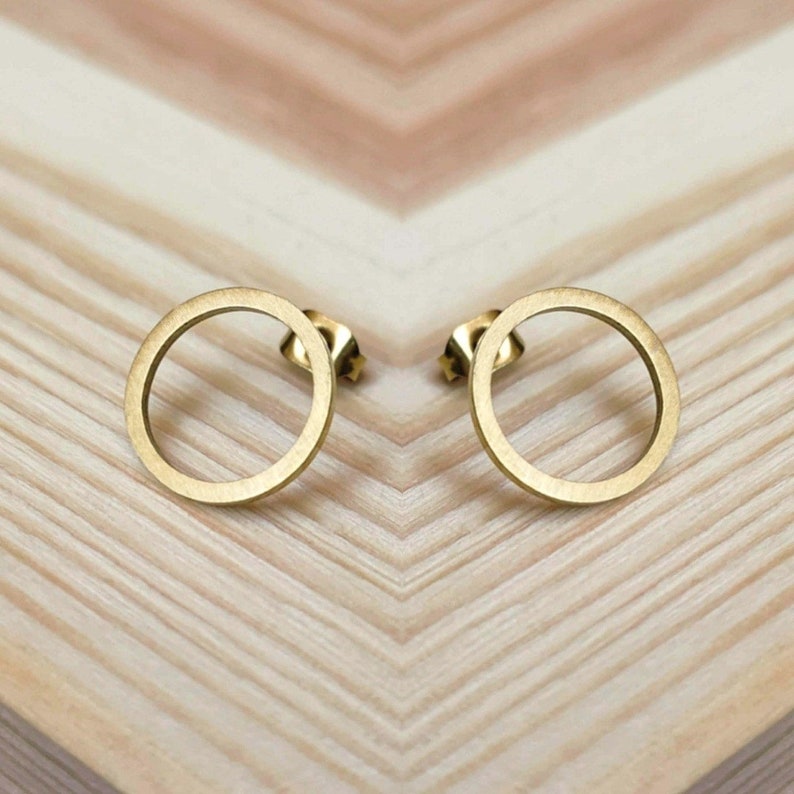 Ring Stud Earrings, Large Minimalist Jewelry, Simple Earrings, Gold Jewelry, Trendsetter Earrings, Statement Earrings, Gift image 2