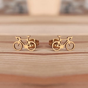 Fietsoorknopjes minimalistische sieraden, eenvoudige oorbellen, fietsoorbellen, fietssieraden afbeelding 3