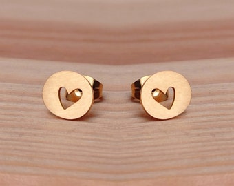 Heart Stud Earrings - Minimalist Jewelry, Trendsetter Earrings, Statement Earrings, Gift for Girlfriend