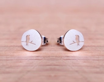 Bird stud earrings, small - minimalist jewelry, trendsetter earrings, statement earrings, gift