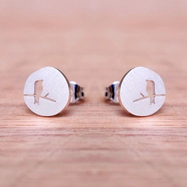 Bird stud earrings, small - minimalist jewelry, trendsetter earrings, statement earrings, gift