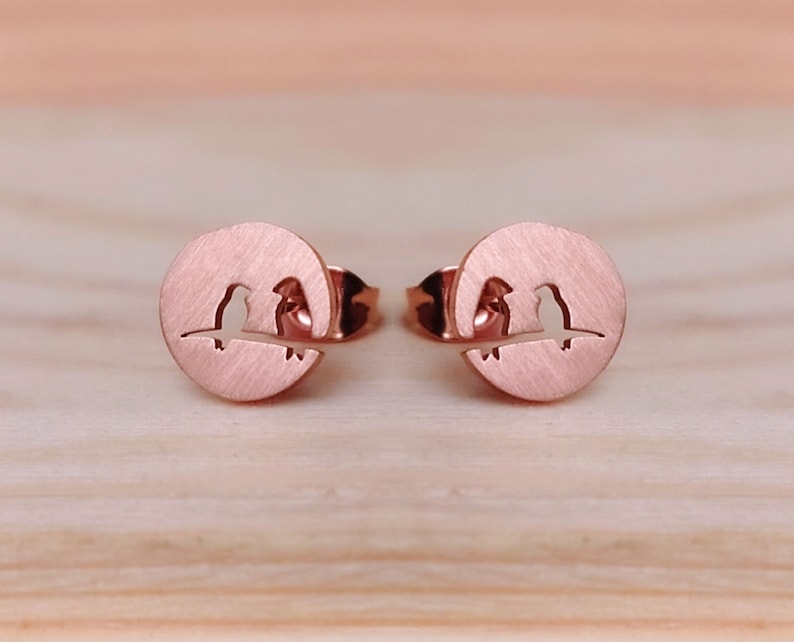 Zwei Vögel Ohrstecker minimalistischer Schmuck, elegante Ohrstecker, Geschenk, Statement Ohrringe, Natur Ohrstecker, Birds earrings Bild 5