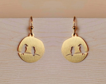 Birds drop earrings - minimalist jewelry, simple drop earrings, trendsetter earrings, statement earrings, gold jewelry, gift for girlfriend