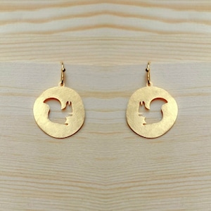 Squirrel Drop Earrings - Minimalist Jewelry, Simple Earrings, Trendsetter Earrings, Statement Earrings, Gold Jewelry, Gift for girlfriend