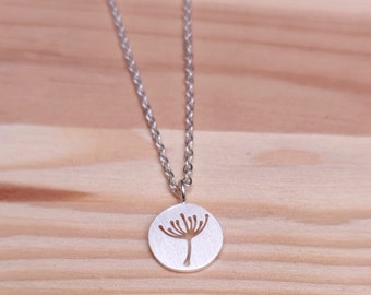 Dandelion necklace, small - charm necklace, minimalist jewelry, dainty necklace, minimal statement necklace, pendant necklace, gift