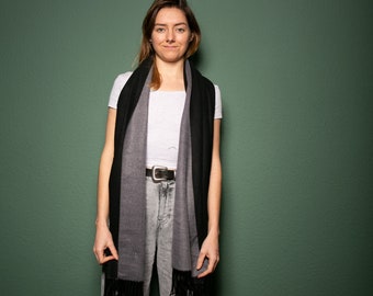 Scarf, grey/black, stole, neckerchief, shawl, neckwrap scarf, cloth