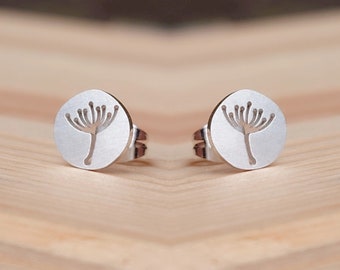 Dandelion stud earrings - minimalist jewelry, magical earrings, gift, statement earrings