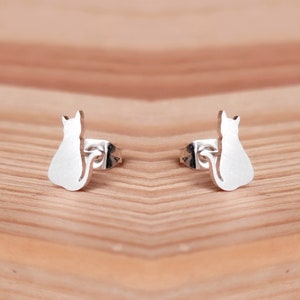 Cat stud earrings - minimalist jewelry, magical earrings, beautiful gift, statement earrings