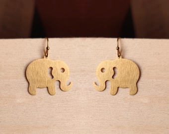 Elephant drop earrings - minimalist jewelry, trendsetter earrings, statement earrings, simple earrings, gold jewelry, gift for girlfriend