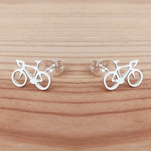 Pendientes de bicicleta joyería minimalista, pendientes simples, pendientes de bicicleta, joyería de bicicleta imagen 1