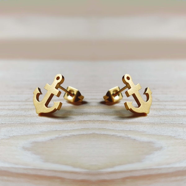 Anchor Stud Earrings Etsy