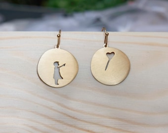 Childhood hanging earrings 2 - minimalist jewelry, trendsetter earrings, statement earrings, simple earrings, gold jewelry, gift