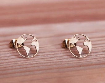 World stud earrings - minimalist jewelry, magical earrings, beautiful gift, statement earrings