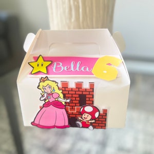 Princess Peach candy Gable box, Super Mario Princess Gable Box.  Mario Birthday Gable Box for Girl set of 6