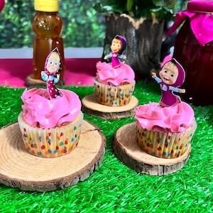 Masha and the bear cupcake topper set of 12