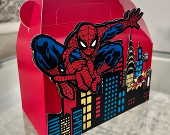 Caja de regalo de Spider-Man Gable, fiesta de cumpleaños de superhéroes,