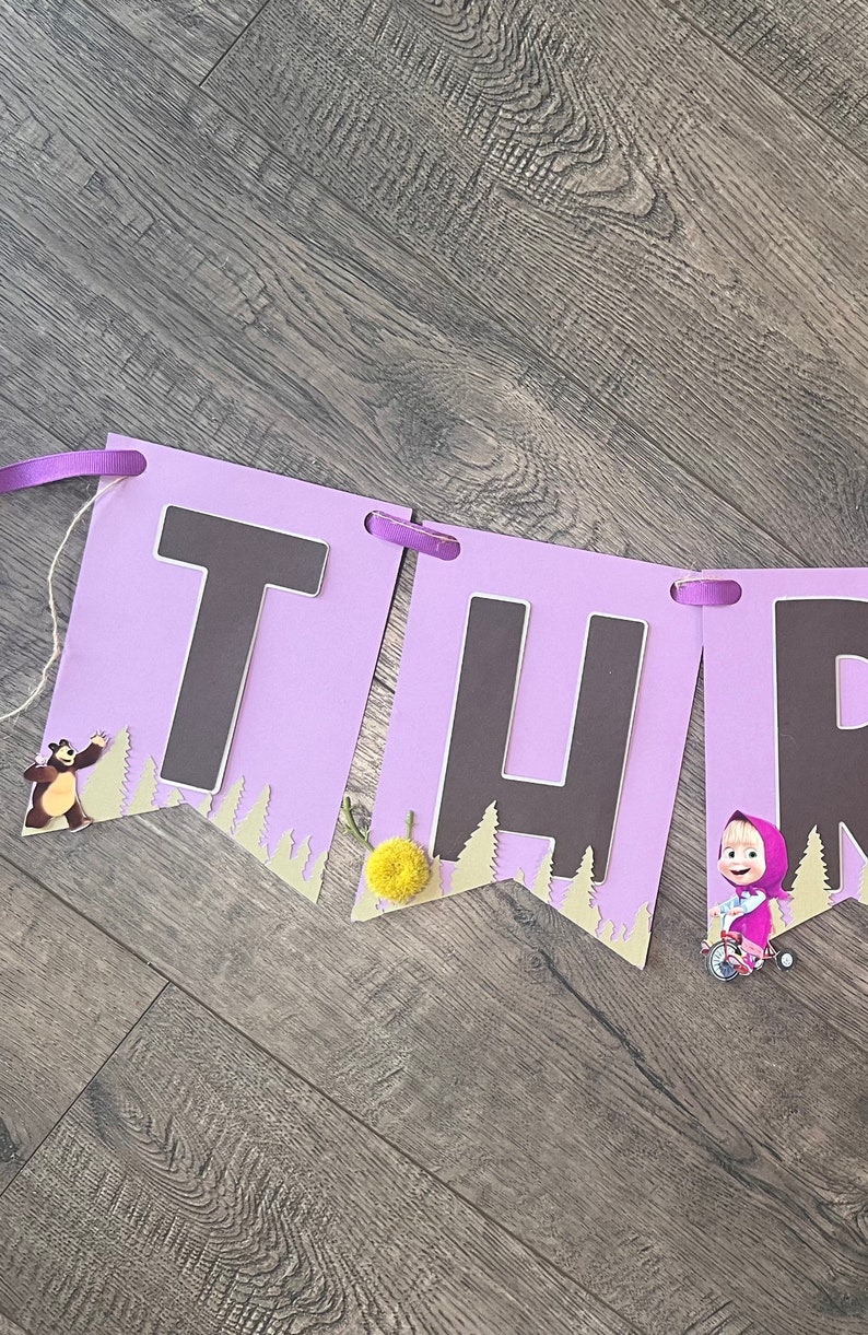 Masha Lettering Masha and the Bear Birthday Banner Number Personalized Letters. - Etsy