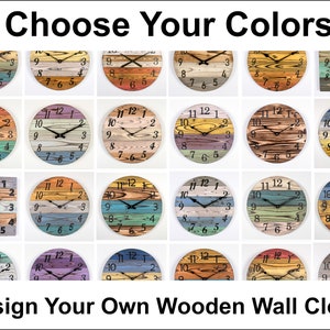 Design Your Own Rustic Wooden Wall Clock - Custom Colors, Handmade & Personalized Timepiece, 12&quot;-30&quot; - Handcrafted Gift for Any Occasion
