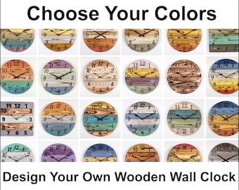 Design Your Own Rustic Wooden Wall Clock - Custom Colors, Handmade & Personalized Timepiece, 12"-30" - Handcrafted Gift for Any Occasion