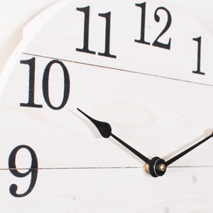 White Solid Wood Handmade Wall Clock, Minimalist Wooden Clock, Large Wooden Wall Clock, Rustic Handmade Clock, Gift Clock