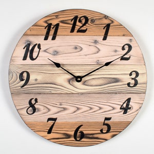 Handmade Wood Wall Clock, 12&quot; to 30&quot;, Various Colors,  Rustic Clock, Wooden Clock, Large Wooden Clock, Farmhouse Clock, Custom Gift Clock