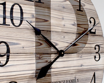 Personalized White Wooden Wall Clock, Custom Wall Decor, Anniversary Gift, Wedding Gift, Monogram Family Name Decor