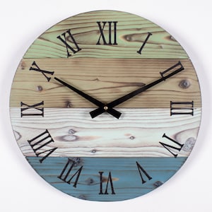 Handmade Wood Wall Clock, 12&quot; to 30&quot;, Various Colors,  Rustic Clock, Wooden Clock, Large Wooden Clock, Farmhouse Clock, Custom Gift Clock