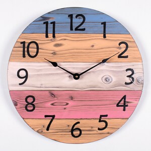 Handmade Wood Wall Clock, 12&quot; to 30&quot;, Various Colors,  Rustic Clock, Wooden Clock, Large Wooden Clock, Farmhouse Clock, Custom Gift Clock