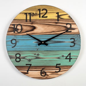 Handmade Wood Wall Clock, 12&quot; to 30&quot;, Various Colors,  Rustic Clock, Wooden Clock, Large Wooden Clock, Farmhouse Clock, Custom Gift Clock