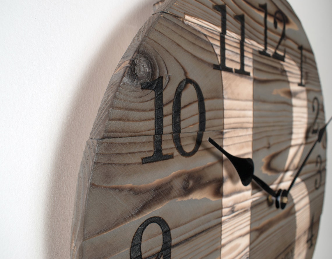 Personalized Dark Gray Wooden Wall Clock Custom Wall Decor Etsy